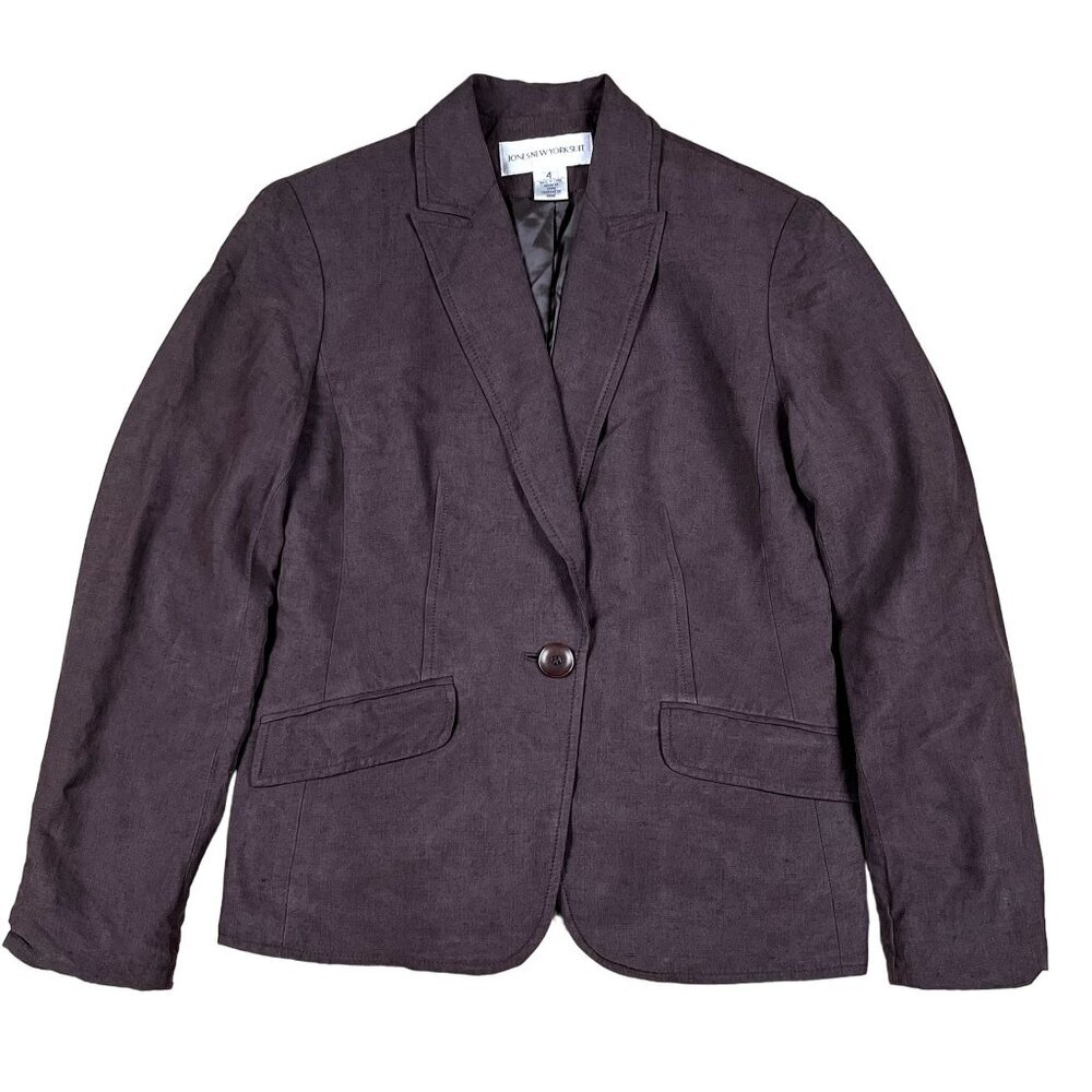 Jones‎ New York Blazer Womens 4 Brown Silk & Linen Sports Coat
